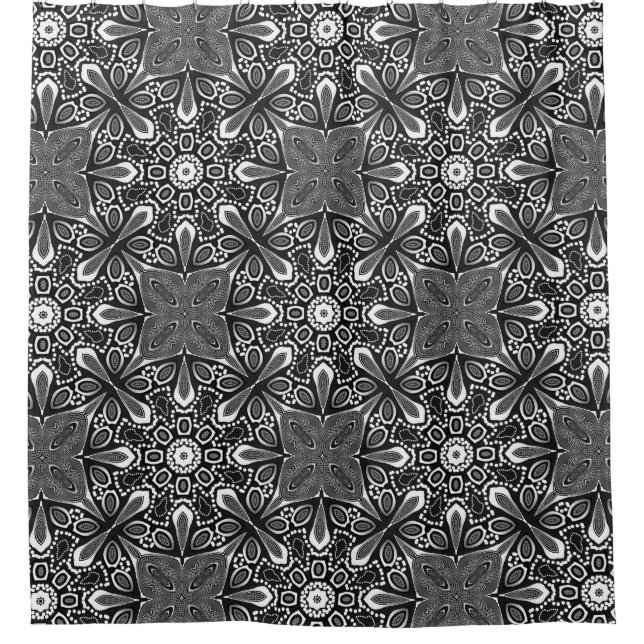 Rideau de douche Motif noir+blanc Tribal (Devant)