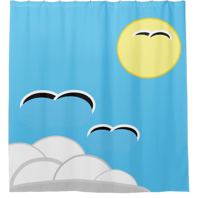 Rideau de douche - Mouettes en vol (Devant)