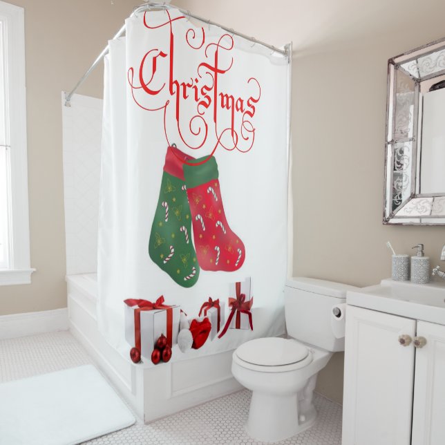 Rideau de douche Noël (En situation)