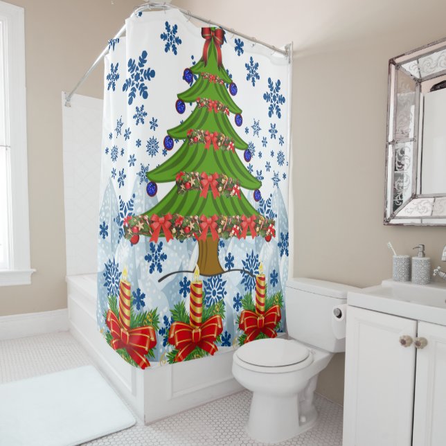 Rideau de douche Noël (En situation)