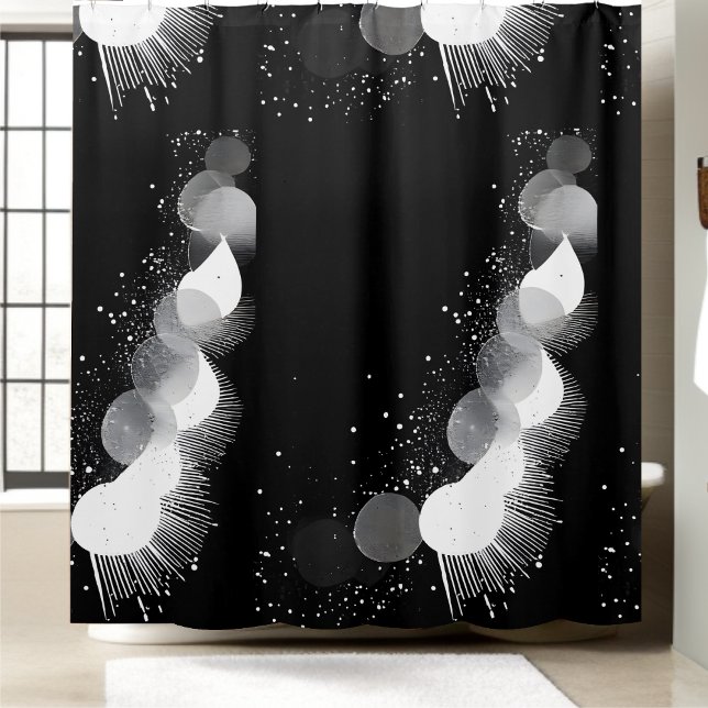 Rideau de douche noir et blanc de luxe Style 1 (Créateur téléchargé)