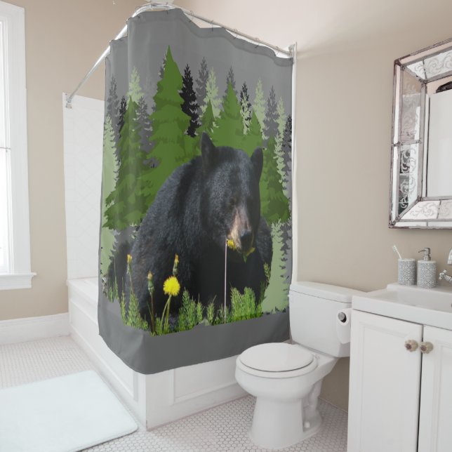 Rideau de douche noir Mama (En situation)