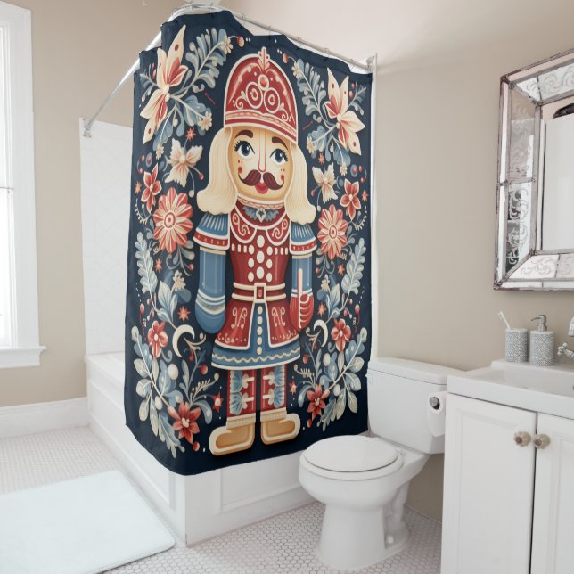 Rideau de douche Nordique Nutcracker (En situation)