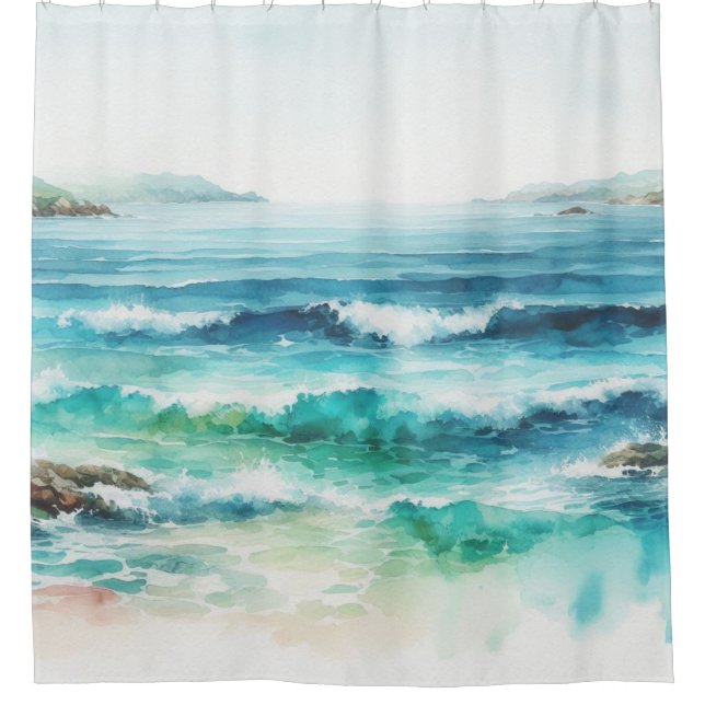 Rideau de douche Ocean Turquoise Waves Beach Aquar (Devant)