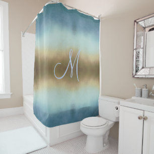 Rideau de douche Ombre Gold Blue Monogram