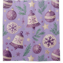 Rideau de douche Ornement de Noël Violet – Festif