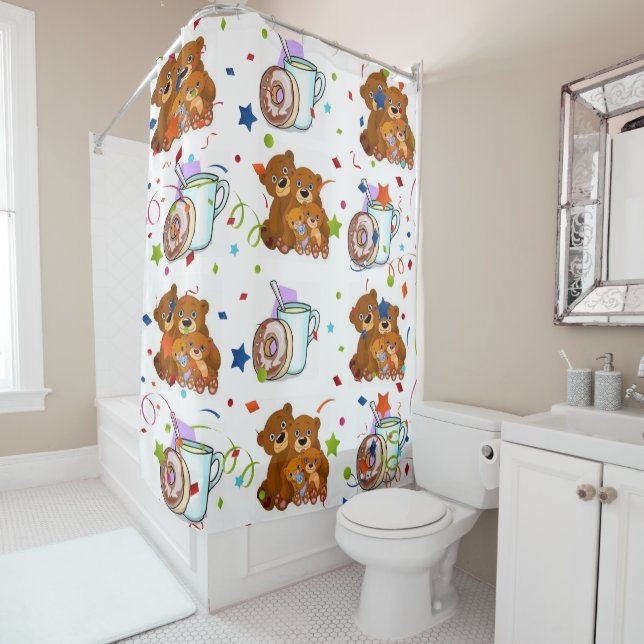 Rideau de douche Ours en tèdre (En situation)