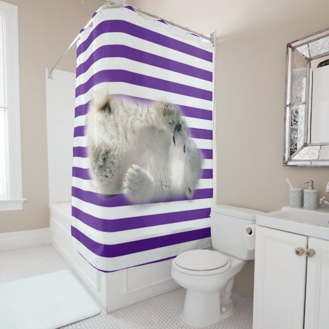 Rideau de douche Ours polaire Bande pourpre (En situation)