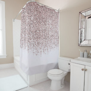 Rideau de Douche Pailleté Rose Clair et Scintillan