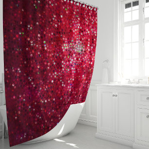Rideau de douche pailleté rouge scintillant 