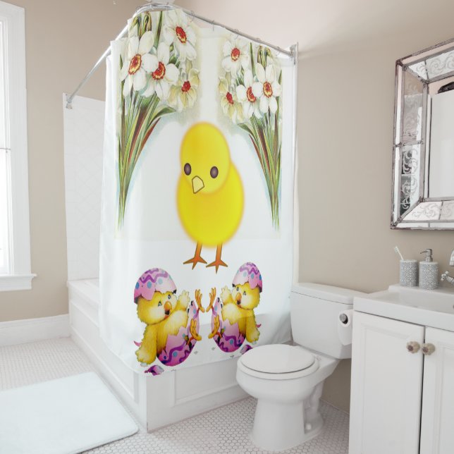 Rideau de douche Pâques (En situation)