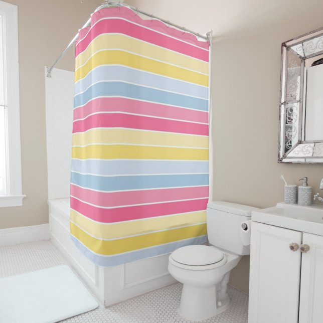 Rideau de douche Pastel Stripe (En situation)
