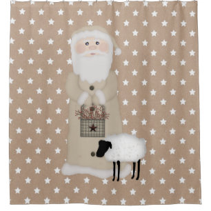 Rideau de douche Père Noël primitif