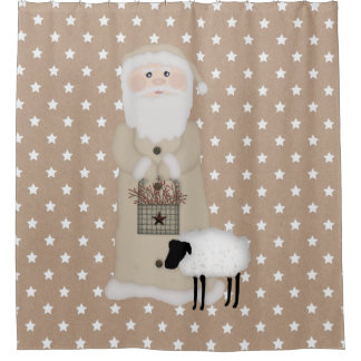 Rideau de douche Père Noël primitif