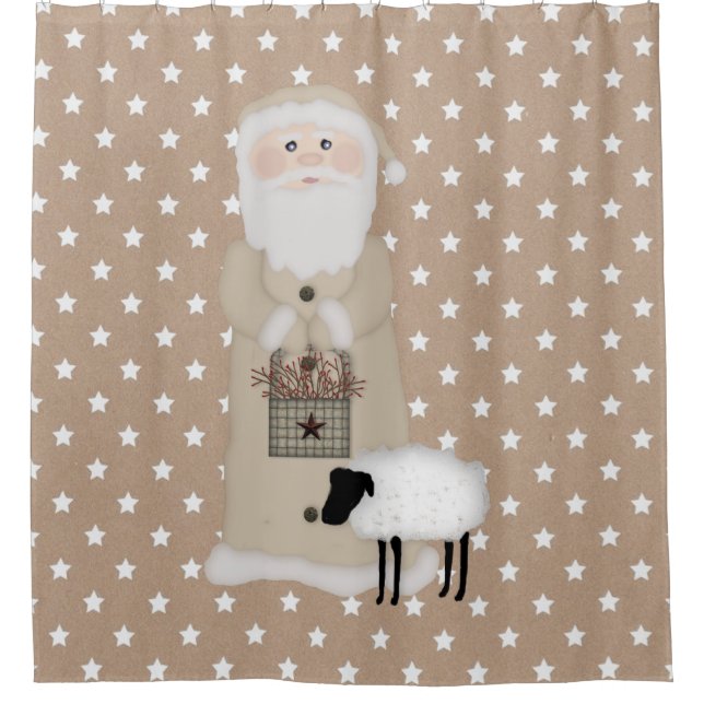 Rideau de douche Père Noël primitif (Devant)