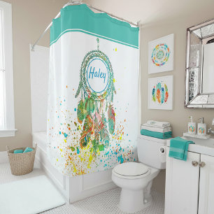 Rideau de douche personnalisé avec motif attrape-r