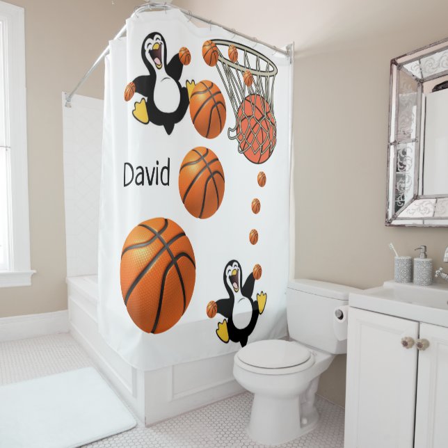 Rideau de douche Pingouin Basket (En situation)