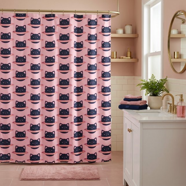 Rideau de douche Planète Chat (Créateur téléchargé)