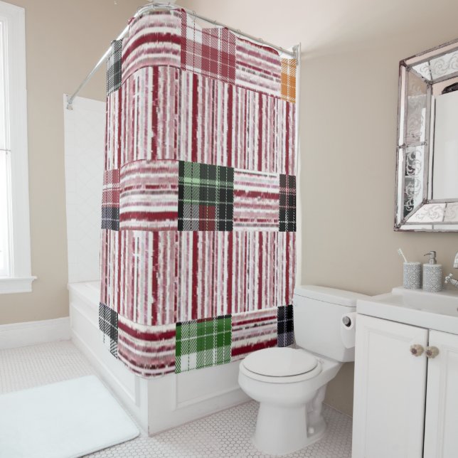 Rideau de douche plaqué (En situation)