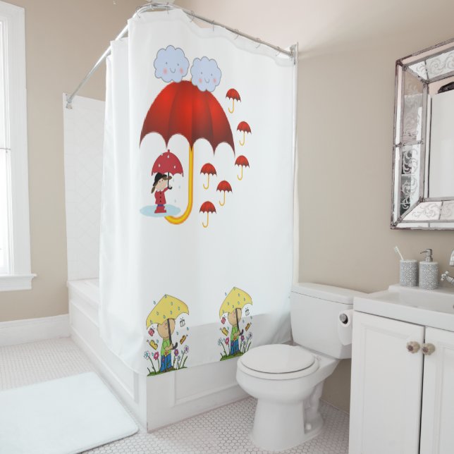 Rideau de douche Pluie d'enfants (En situation)