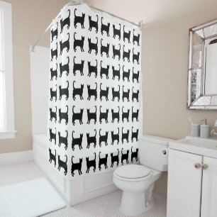 Rideau de douche pour chats noirs
