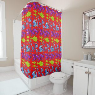 Rideau de douche pour enfants de poisson
