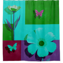 Rideau de douche pour jardin de papillons printani