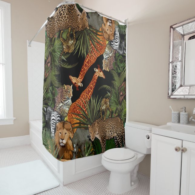 Rideau de douche pour la faune africaine (En situation)