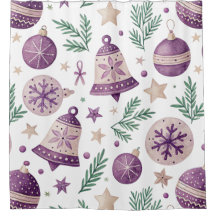 Rideau de douche pour Noël Violet & Or –
