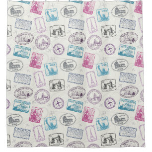 Rideau de douche pour timbres de voyage