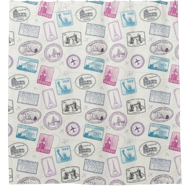 Rideau de douche pour timbres de voyage (Devant)