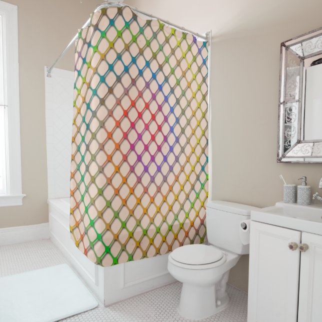 Rideau de douche Rainbow Fishnets (En situation)
