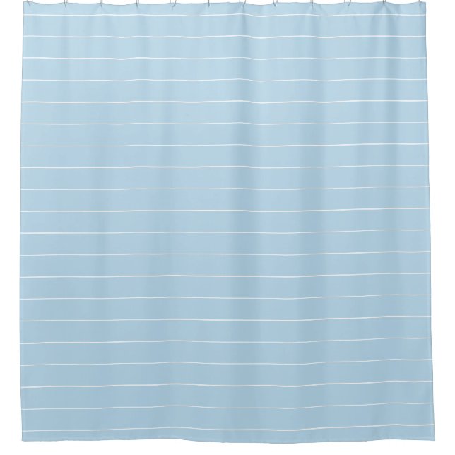 Rideau de douche rayé bleu clair et blanc (Devant)