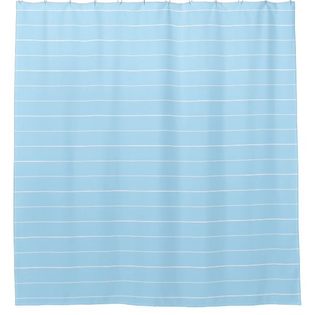 Rideau de douche rayé bleu clair et blanc (Devant)