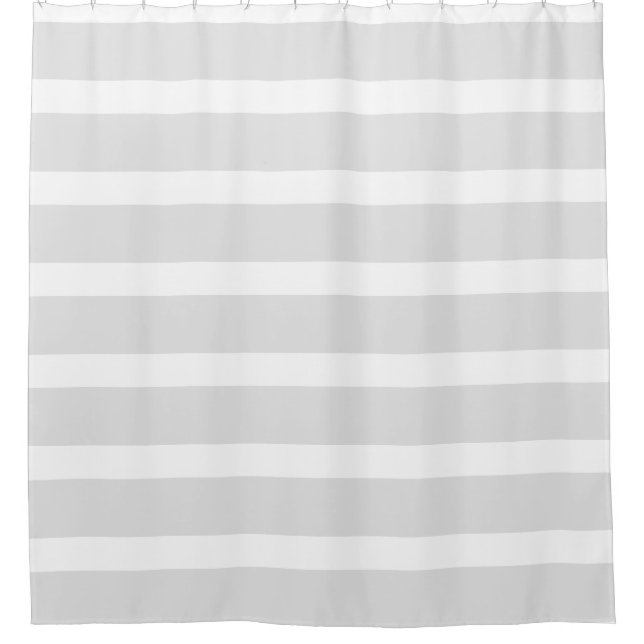 Rideau de douche rayé gris et blanc (Devant)