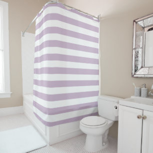 Rideau de douche rayé violet lilas et blanc