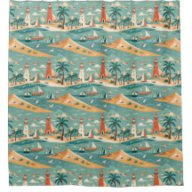 Rideau de douche Retro Coastal Beach