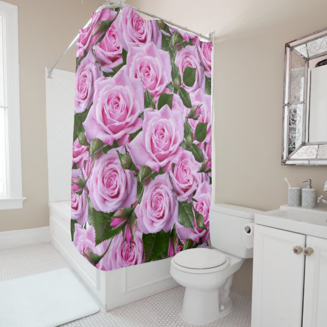 Rideau de douche Roses roses roses (En situation)