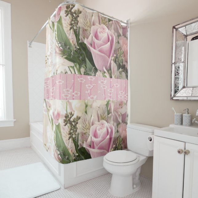 Rideau de douche Roses roses roses (En situation)