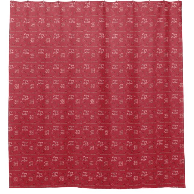 Rideau de douche rouge de Noël (Devant)