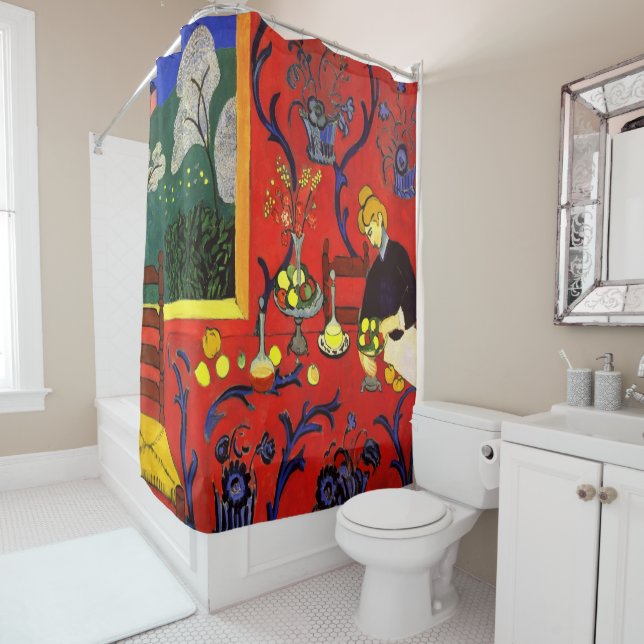 Rideau de douche rouge Matisse (En situation)