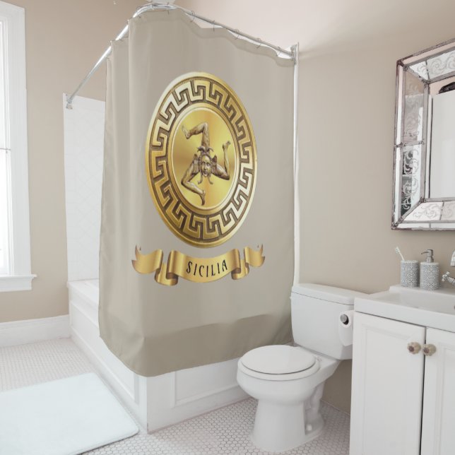 Rideau de douche Sicile (avec symbole Trinacrie) (En situation)