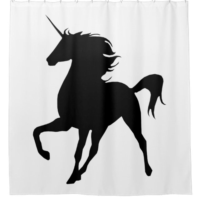 Rideau de douche Silhouette Unicorne Noire (Devant)
