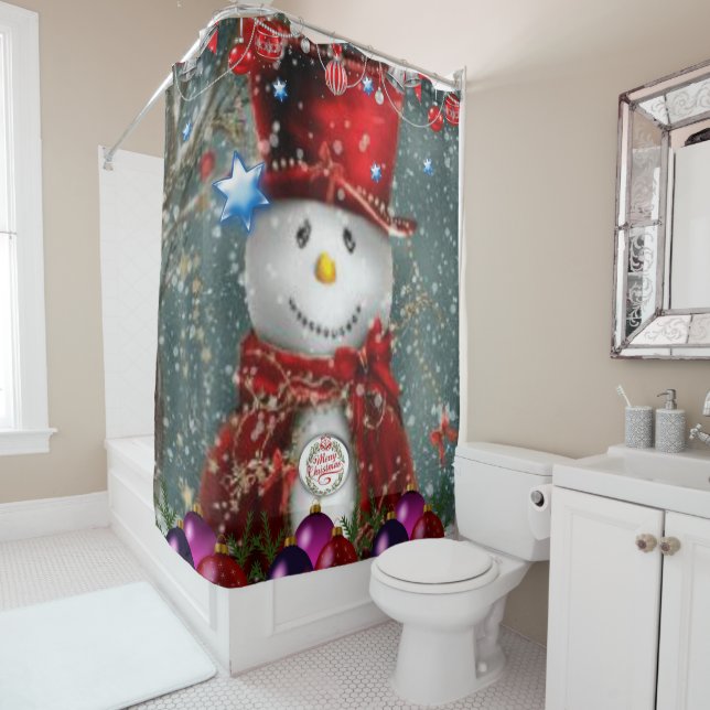 Rideau de douche Snowman (En situation)