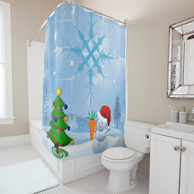 Rideau de douche Snowman (En situation)