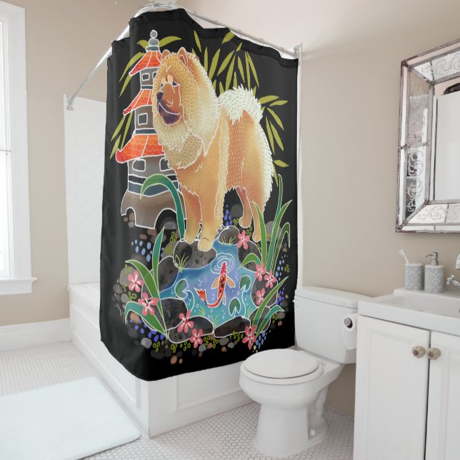 Rideau de douche SONGMAO (arrière - plan noir) (En situation)