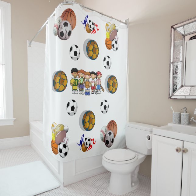 Rideau de douche sports de football (En situation)