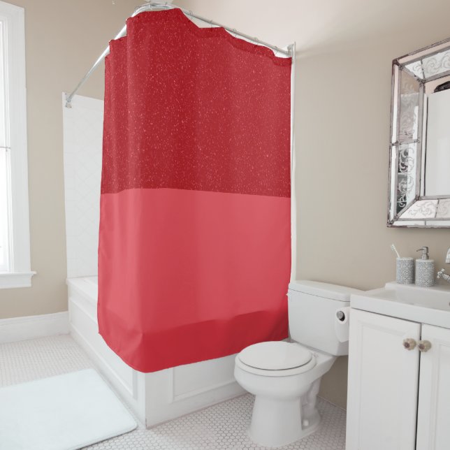 Rideau de douche supérieur bruit rouge tomate pers (En situation)