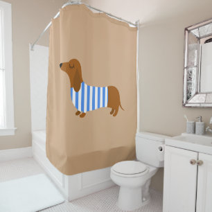 Rideau de douche teckel marron