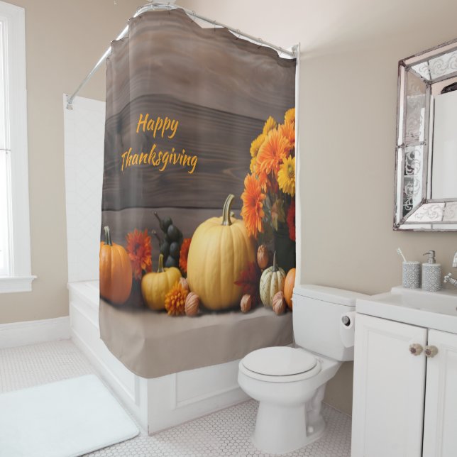 Rideau de douche Thanksgiving traditionnel (En situation)